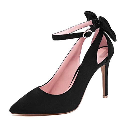 Tomwell Sandalias Mujer Arco Tacón Alto Zapatos Apuntado Zapatos Boda Fiesta Zapatos Negro 34 EU