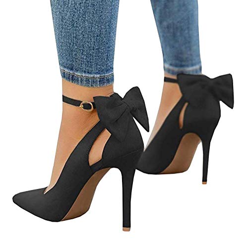 Tomwell Sandalias Mujer Arco Tacón Alto Zapatos Apuntado Zapatos Boda Fiesta Zapatos Negro 34 EU