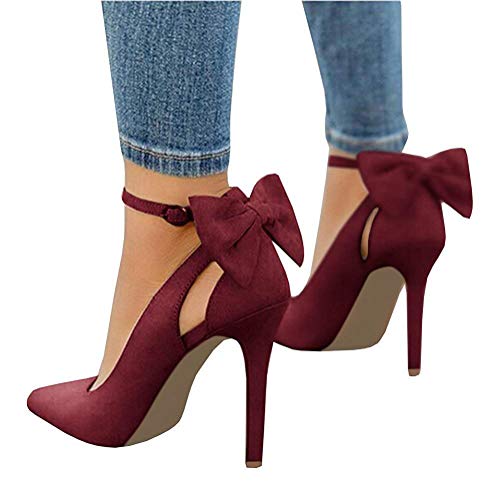 Tomwell Sandalias Mujer Arco Tacón Alto Zapatos Apuntado Zapatos Boda Fiesta Zapatos Rojo 37 EU