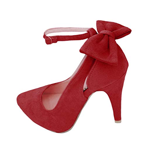 Tomwell Sandalias Mujer Arco Tacón Alto Zapatos Apuntado Zapatos Boda Fiesta Zapatos Rojo 37 EU