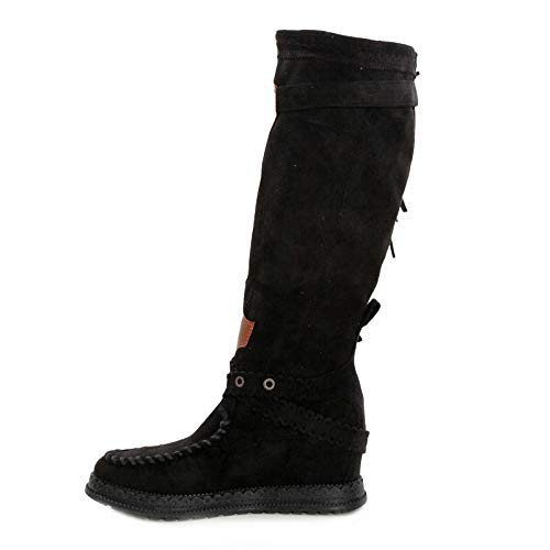 Toocool Botas de mujer indias ante flecos tacón interior zapatos JH20-72 Negro Size: 37 EU