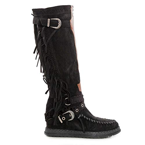 Toocool Botas de mujer indias ante flecos tacón interior zapatos JH20-72 Negro Size: 37 EU