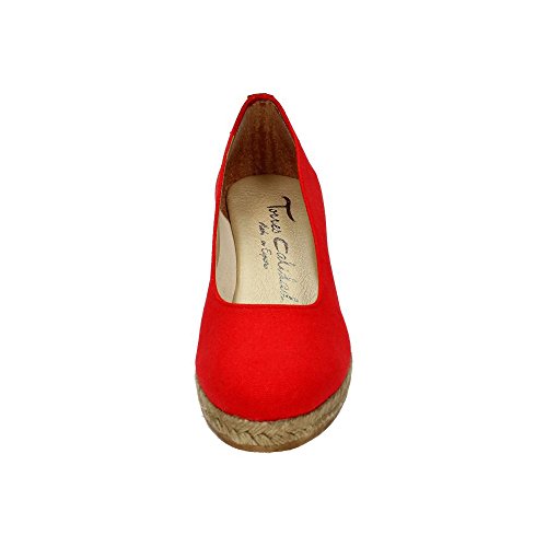 TORRES 4012 Zapatos CUÑA Esparto Mujer Alpargatas Rojo 37