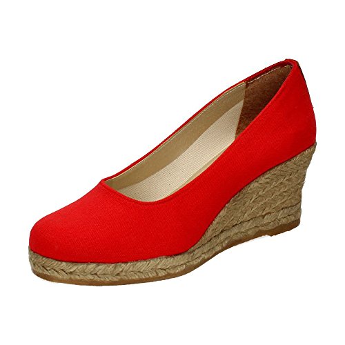 TORRES 4012 Zapatos CUÑA Esparto Mujer Alpargatas Rojo 37