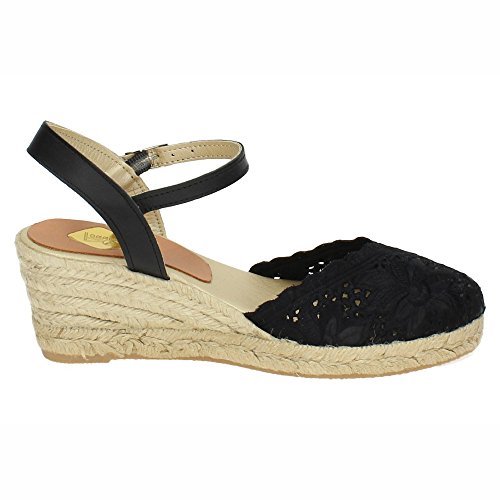 TORRES 5004 Zapatilla DE Encaje Mujer Alpargatas Negro 37
