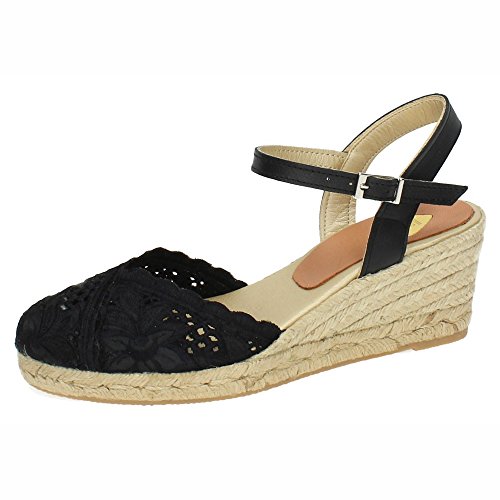 TORRES 5004 Zapatilla DE Encaje Mujer Alpargatas Negro 37