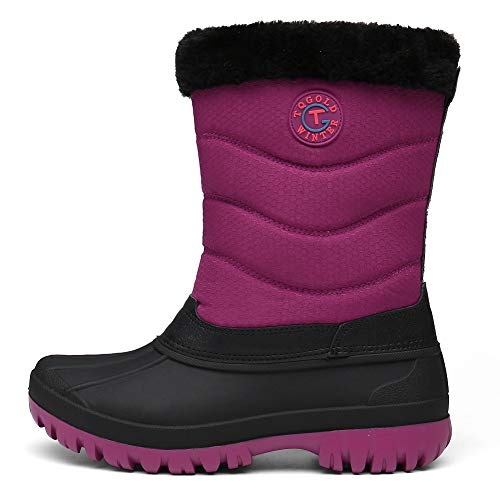 TQGOLD Botas de Nieve para Mujer Botas de Invierno Calentar Forrada Botas de Esqui Impermeables Al Aire Libre Anti Deslizante Botas de Senderismo(Rojo,41 EU)