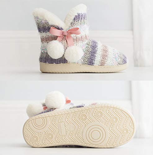 tqgold®Zapatillas de Estar por Casa de Mujer Pantuflas Bota Invierno Suaves Peluche Antideslizante Rosa