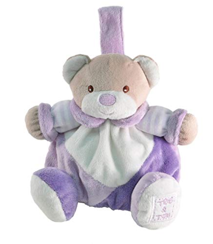 Tris & Ton Pack Regalo recién Nacido Peluche portachupete, Peluche y doudou. Cesta Original niño niña (trisyton) (Blanco-Morado)