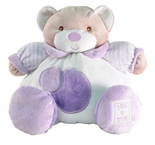 Tris & Ton Pack Regalo recién Nacido Peluche portachupete, Peluche y doudou. Cesta Original niño niña (trisyton) (Blanco-Morado)