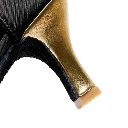 TRIWORIAE-Zapatos de Baile Latino de Tacón Alto/Medio para Mujer Negro 38(Tacón 7cm)