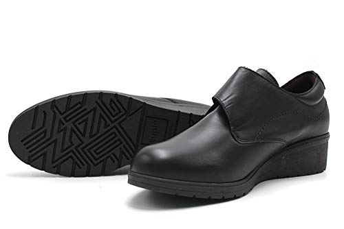 tupie - Zapato Abotinado de Velcro, con cuña y Plataforma. Suela de Goma, para: Mujer Color: Negro Talla:38