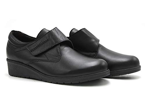 tupie - Zapato Abotinado de Velcro, con cuña y Plataforma. Suela de Goma, para: Mujer Color: Negro Talla:38