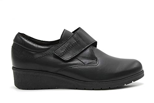 tupie - Zapato Abotinado de Velcro, con cuña y Plataforma. Suela de Goma, para: Mujer Color: Negro Talla:38