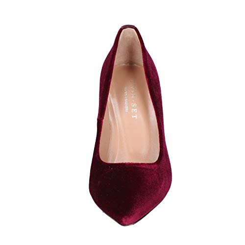 Twin-Set Zapatos de salón Mujer Terciopelo borgoña 35 EU