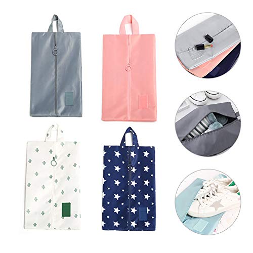 Tyelany Bolsas de Zapatos, 4 Piezas Bolsa Zapatos Viaje, Zapatos Conjuntos de Bolsas, con Cremallera y Asa, para Zapatos de Viaje para Zapatos, Botas, Sandalias o para Guardar Dispositivos (34 x 20cm)