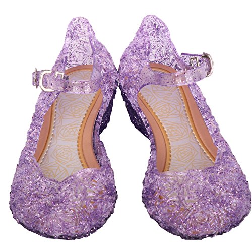 Tyidalin Niña Bailarina Zapatos de Tacón Disfraz de Princesa Zapatilla de Ballet para 3 a 12 Años EU28-33(Color: Púrpura,Gold,Plata)