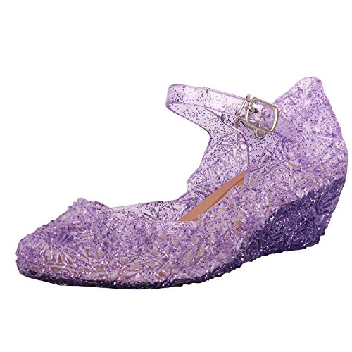 Tyidalin Niña Bailarina Zapatos de Tacón Disfraz de Princesa Zapatilla de Ballet para 3 a 12 Años EU28-33(Color: Púrpura,Gold,Plata)