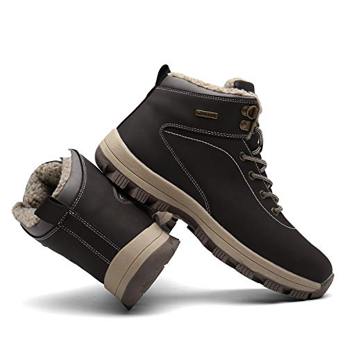 UBFEN Botas de Senderismo para Hombre Mujer Botas de Nieve Invierno Impermeable Calzado Zapatos de Ocio al Aire Libre y Deportes Zapatillas Antideslizantes cálido Confortables 46 EU A/Marrón