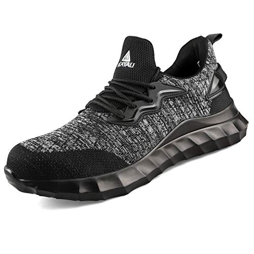 Ucayali Botas de Seguridad Hombre Zapatos de Seguridad con Puntera de Acero Negro 43