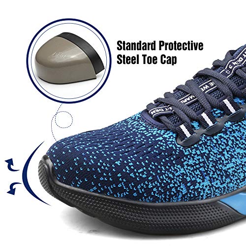 UCAYALI Zapatillas de Seguridad Hombre Calzado de Trabajo Cómodo Zapatos de Seguridad con Punta de Acero Zapatos Protección Deportivos Azul Gr.44