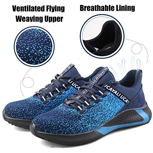 UCAYALI Zapatillas de Seguridad Hombre Calzado de Trabajo Cómodo Zapatos de Seguridad con Punta de Acero Zapatos Protección Deportivos Azul Gr.44