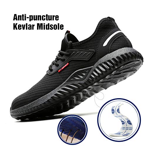 UCAYALI Zapatos de Seguridad con Punta de Acero para Hombre Zapatillas de Trabajo Puntera Reforzada Calzado de Protección Industria Construcción - Cómodos Ligeros y Antideslizantes(Negro, 47)