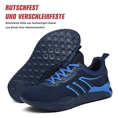 UCAYALI Zapatos Seguridad Hombre Calzado de Trabajo Mujer Zapatos de Protección Antideslizante Anti Pinchazo Zapatos de Industria y Construcción Azul Oscuro Gr.41