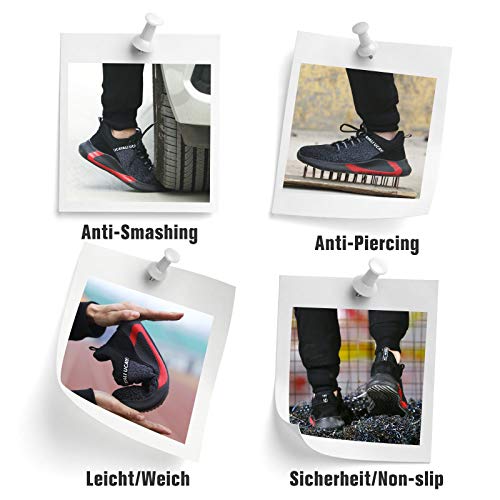 UCAYALI Zapatos Seguridad Hombre Calzado de Trabajo Mujer Zapatos de Protección Antideslizante Anti Pinchazo Zapatos de Industria y Construcción Azul Oscuro Gr.41