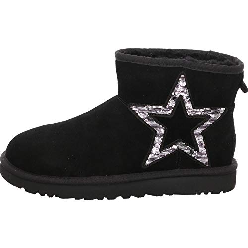 UGG Australia Classic Mini Star, Botas Cortas al Tobillo Mujer, Negro, 41 EU
