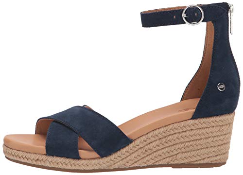 UGG Eugenia, Sandalias con cuña Mujer, Azul Marino (Navy Suede), 38 EU