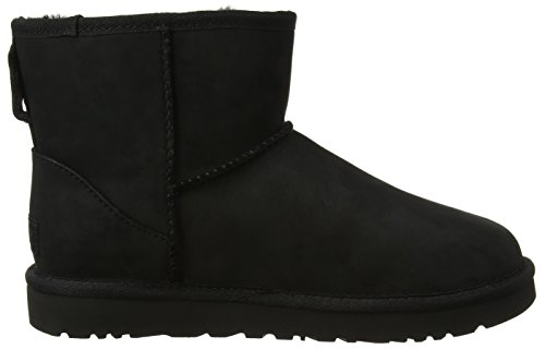 UGG Female Classic Mini Leather Classic Boot, Black, 5 (UK)