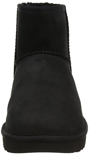 UGG Female Classic Mini Leather Classic Boot, Black, 5 (UK)