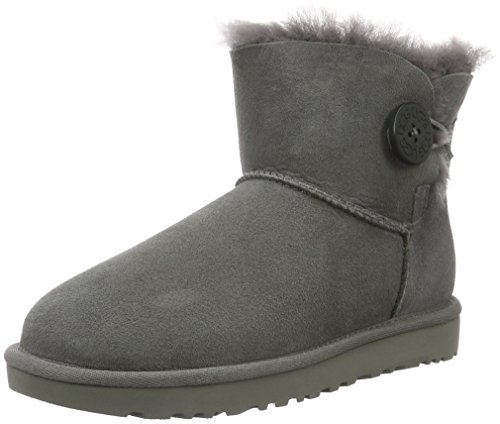 UGG Female Mini Bailey Button II Classic Boot, Grey, 8 (UK)