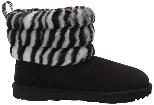 UGG Fluff Mini Quilted Zebra, Botas clásicas Kids', Black/White, 31 EU