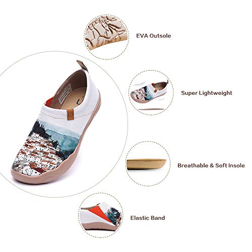 UIN Estilo Español Mocasín de Mujer Verano,Mocasín de Comodas Casual Diseñado Holgazán de Mujer Zapatos Comodos de Zapatos Mujer Lona 42