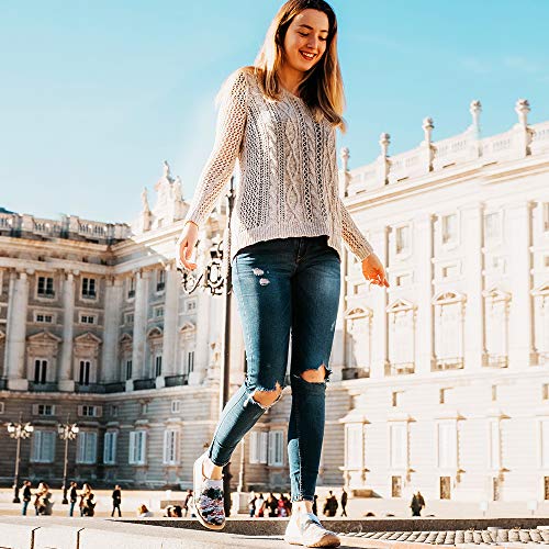 UIN Estilo Español Mocasín de Mujer Verano,Mocasín de Comodas Casual Diseñado Holgazán de Mujer Zapatos Comodos de Zapatos Mujer Lona 42