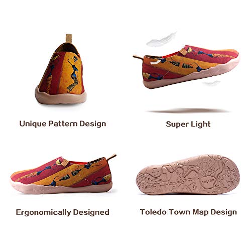 UIN Slip-On para Mujeres Mocasines de Cuero Zapatos Planos para Mujer Cómodo Mocasines Vintage Patrón Al Aire Libre Casual Zapatos para Caminar Wandering Girls 41