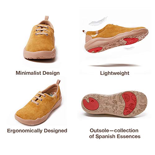 UIN Zapatillas de Deporte de Moda para Mujer Zapatillas de Lona pintadas sin Cordones Zapatos de Viaje para Mujer Segovia Zapatos con Cordones de Ante de Vaca Caqui (39)