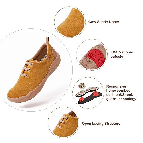 UIN Zapatillas de Deporte de Moda para Mujer Zapatillas de Lona pintadas sin Cordones Zapatos de Viaje para Mujer Segovia Zapatos con Cordones de Ante de Vaca Caqui (39)