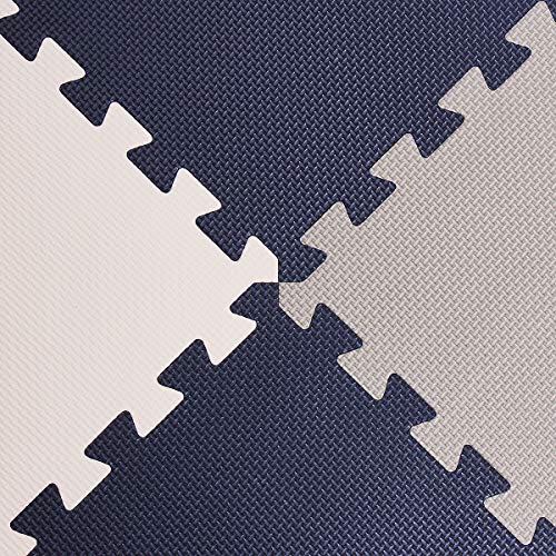 UMI. by Amazon 1' x 1'(30cm x 30cm Alfombras Entrelazadas | Alfombras de Rompecabezas | Alfombras de Espuma Suave Alfombras de Juego | Alfombras de Gimnasio (Azul, Blanco, Gris, 18 Piezas)