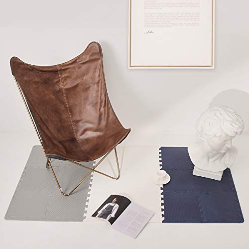 UMI. by Amazon 1' x 1'(30cm x 30cm Alfombras Entrelazadas | Alfombras de Rompecabezas | Alfombras de Espuma Suave Alfombras de Juego | Alfombras de Gimnasio (Azul, Blanco, Gris, 18 Piezas)