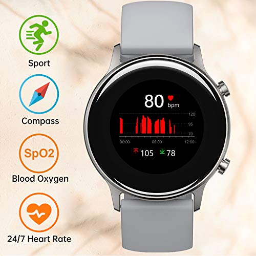 UMIDIGI Urun S Smartwatch Mujer Hombre Reloj Inteligente con Monitoreo de Oxígeno en Sangre y Frecuencia Cardíaca, Seguimiento del Sueño, Reloj de Carrera Impermeable con 17 Modos Deportivos