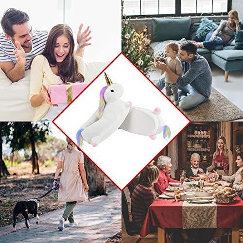 UMIPUBO Zapatillas Unicornio Mujer Suave Zapatos Animales Felpa Calentar Invierno de Cálido Pantuflas Animados Dibujos (M=EU 33-36, Blanco)