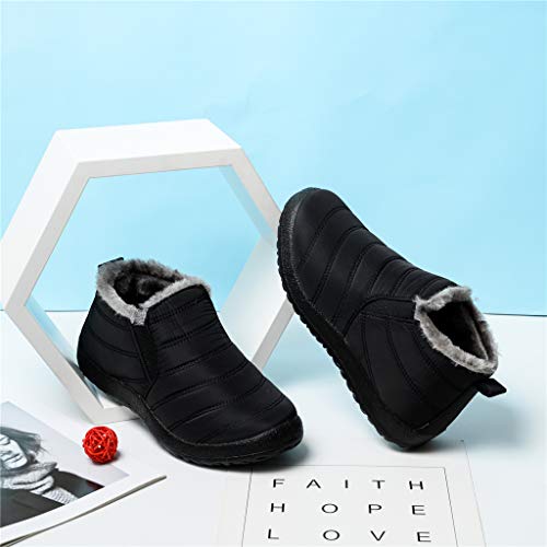 UMore Botas de Mujer 2020 Otoño Invierno Goma Encaje Forro de Piel Punta Redonda Botas de Nieve Zapatos de Trabajo Formal Calzado Antideslizante Ligero Botines Que Caminan