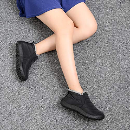 UMore Botas de Mujer 2020 Otoño Invierno Goma Encaje Forro de Piel Punta Redonda Botas de Nieve Zapatos de Trabajo Formal Calzado Antideslizante Ligero Botines Que Caminan