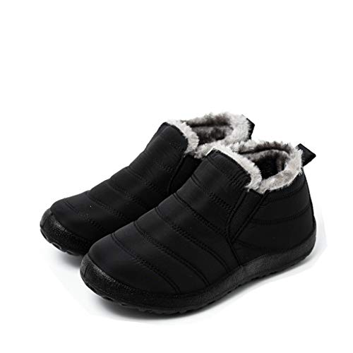 UMore Botas de Mujer 2020 Otoño Invierno Goma Encaje Forro de Piel Punta Redonda Botas de Nieve Zapatos de Trabajo Formal Calzado Antideslizante Ligero Botines Que Caminan