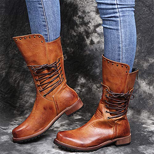 UMore Botas de Nieve para Mujer Zapatos Mujer Deportivos Running Botas De Combate Militares De La Hebilla Punky Retro del Estilo del Vintage Gótico De Steampunk De Las Mujeres