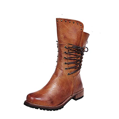 UMore Botas de Nieve para Mujer Zapatos Mujer Deportivos Running Botas De Combate Militares De La Hebilla Punky Retro del Estilo del Vintage Gótico De Steampunk De Las Mujeres