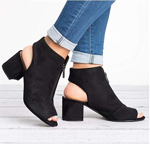 UMore Sandalias Romana Mujer Botas de Verano Sexy Hebillas de Metal Sandalias con Punta Abierta Mujer Corte Sandalias Estilo Gladiador Plano Botas Tiras Gladiador Sandalias